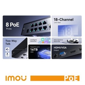 NVR PoE 18 canali 8 porte PoE 4K Imou N118-8P - foto 2