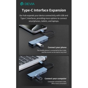 Hub 4 in 1 USB-C con 2 USB,...