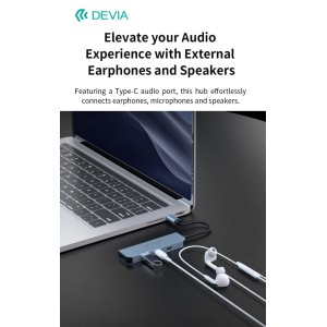 Hub 4 in 1 USB-C con 2 USB, USB-C e PD 100W Devia Leopard - foto 4