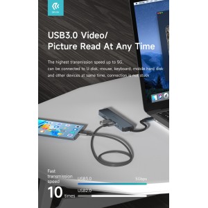 Hub 5 in 1 USB-C con 3 USB 3.0, PD e lettore di schede Devia - foto 2