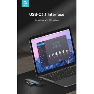 Hub 5 in 1 USB-C con 3 USB 3.0, PD e lettore di schede Devia - foto 3