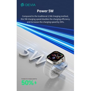 Caricatore wireless magnetico Apple Watch 5W Type-C Bianco Devia Ultra8 S5 - foto 2