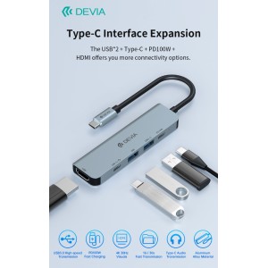 Hub 5 in 1 USB-C con 2 USB,...