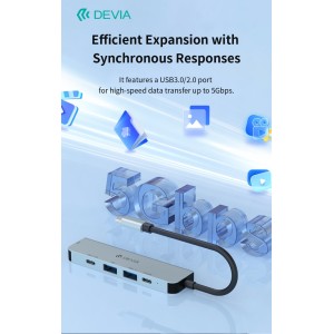 Hub 5 in 1 USB-C con 2 USB, PD 100W e HDMI 4K Devia - foto 2