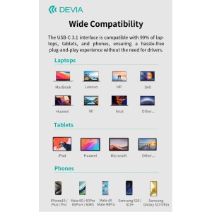 Hub 5 in 1 USB-C con 2 USB, PD 100W e HDMI 4K Devia - foto 5