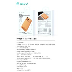 Power bank magnetico 10000mAh 22.5W Oro Devia Ultra12 EP213 - foto 5