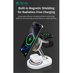Caricatore wireless magnetico 3 in 1 15W bianco Devia Y302 - foto 4