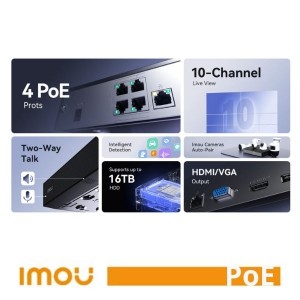 NVR PoE 10 canali 4 porte PoE 4K Imou N110-4P - foto 2