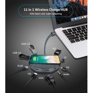 Hub USB-C 10 in 1 con ricarica Qi 10W Devia - foto 2