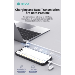 Cavo 4-in-1 USB-A USB-C Lightning 60W 1,2m bianco Devia EC503 - foto 4