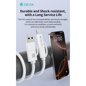 Cavo 4-in-1 USB-A USB-C Lightning 60W 1,2m bianco Devia EC503 - foto 5