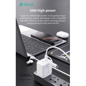 Cavo 4-in-1 USB-A USB-C Lightning 60W 1,2m bianco Devia EC503 - foto 6