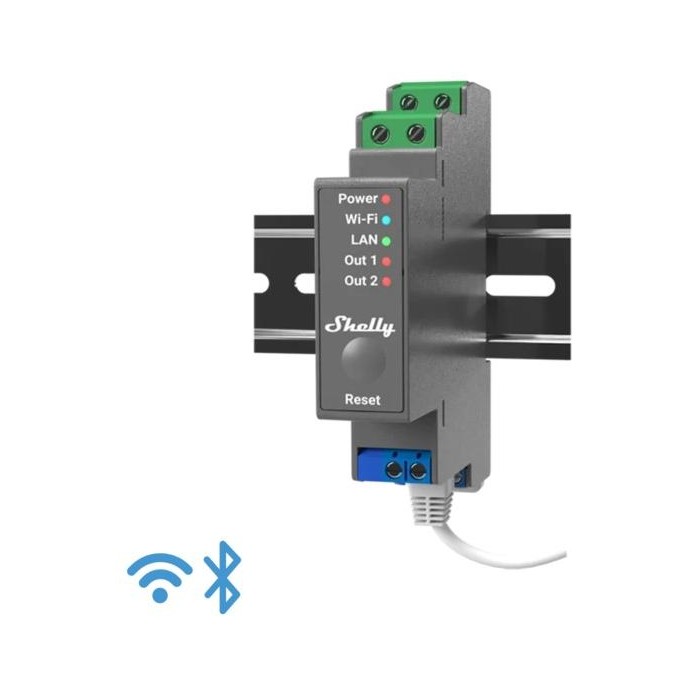 Shelly Pro 2 - IP Smart Relay DIN 2ch. LAN/WiFi/BT Shelly Pro 2 - IP Smart Relay DIN 2ch. LAN/WiFi/BT