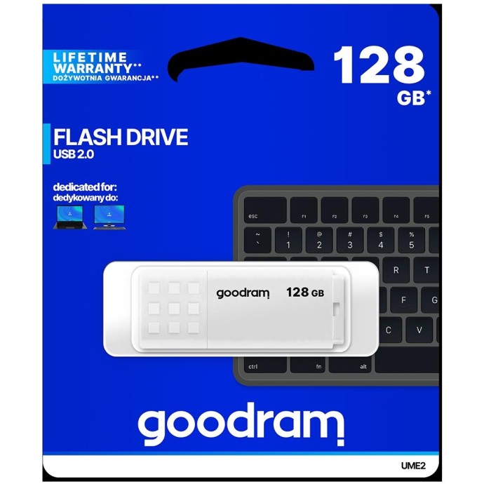 Pendrive GoodRAM 128GB UME2 white USB 2.0 - retail blister Pendrive GoodRAM 128GB UME2 white USB 2.0 - retail blister