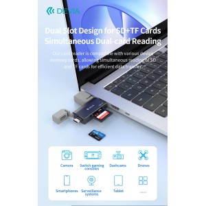 Lettore schede SD/TF USB e Type-C 3.0 5 Gbps Devia Leopard - foto 3