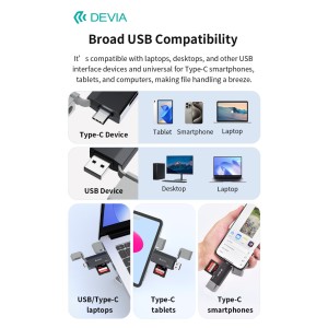 Lettore schede SD/TF USB e Type-C 3.0 5 Gbps Devia Leopard - foto 4