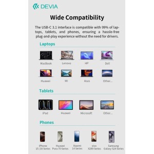 Hub USB Type-C 8 in 1 PD 100W HDMI RJ45 Devia - foto 5