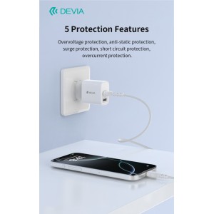 Caricabatterie 12W 2 USB-A 5V con cavo USB-C bianco Devia RLC-342 - foto 4