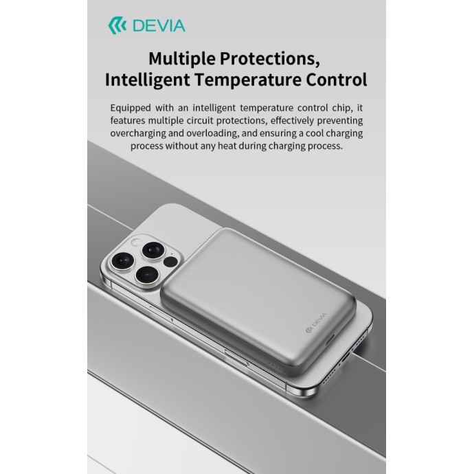 Power Bank 10000mAh 22.5W Magnetico 15W Type-C Grigio Devia Ultra12