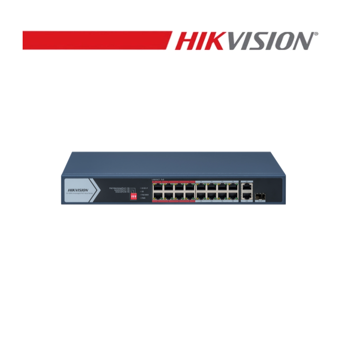 Switch PoE non gestito 16 porte 10/100 Mbps 130W Hikvision
