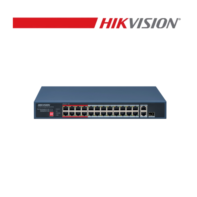 Switch PoE 24 porte 230W Fast Ethernet Hikvision