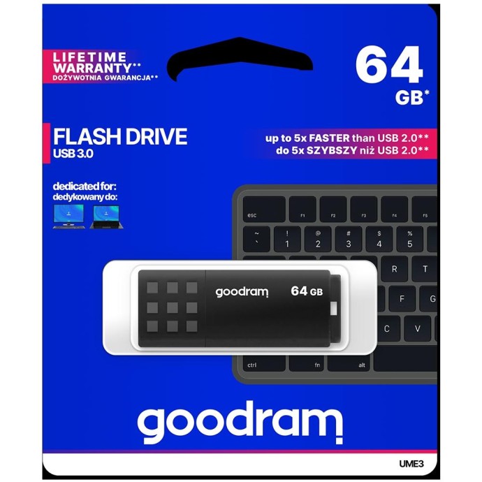 Pendrive GoodRAM 64GB BLACK USB 3.0 - retail blister Pendrive GoodRAM 64GB BLACK USB 3.0 - retail blister