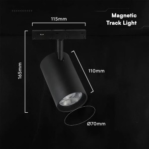 Faretto LED magnetico da binario 12W 48V 30° nero V-TAC VT-40020 - foto 4