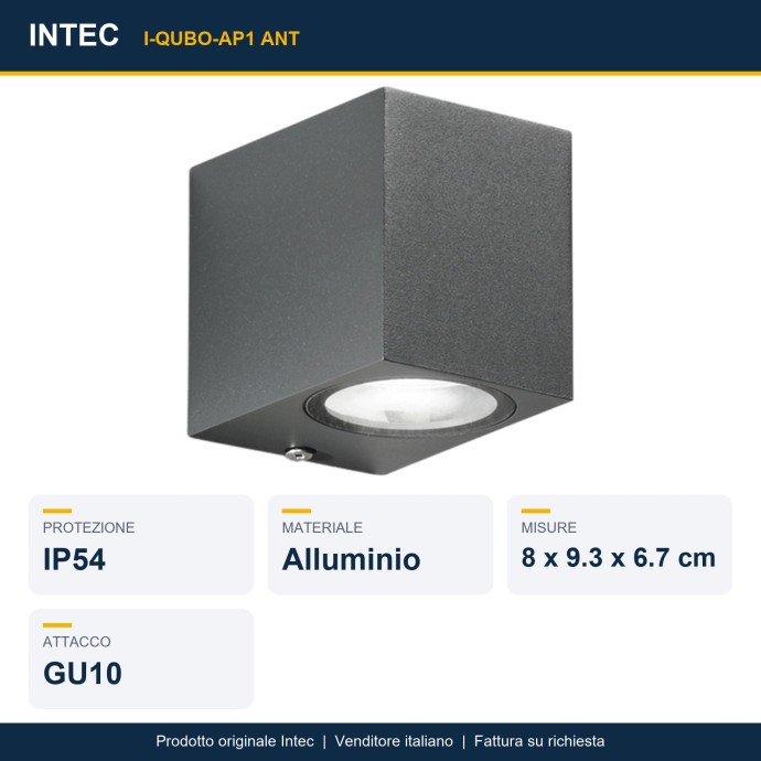 Applique da esterno GU10 IP54 Intec QUBO