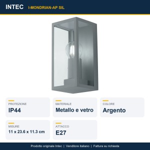Applique da esterno E27 IP44 argento Intec MONDRIAN - foto 2