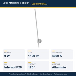 Applique LED 9W 4000K IP20 SHANGHAI Bianco e Nero - Luce Ambiente e Design - foto 2