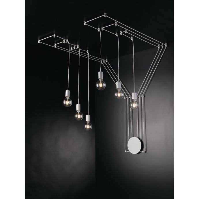 Plafoniera 6 luci E27 HABITAT Bianco e Nero - Luce Ambiente e Design