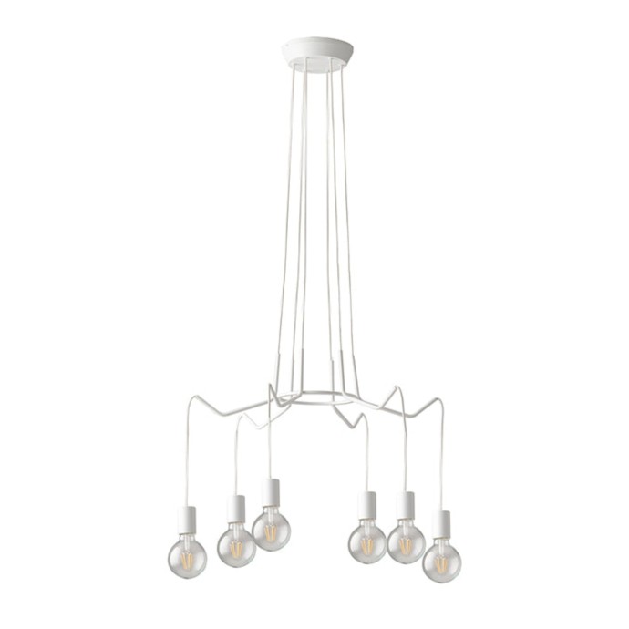 Sospensione 6 luci E27 IP20 HABITAT Bianco e Nero - Luce Ambiente e Design