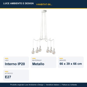 Sospensione 6 luci E27 IP20 HABITAT Bianco e Nero - Luce Ambiente e Design - foto 2