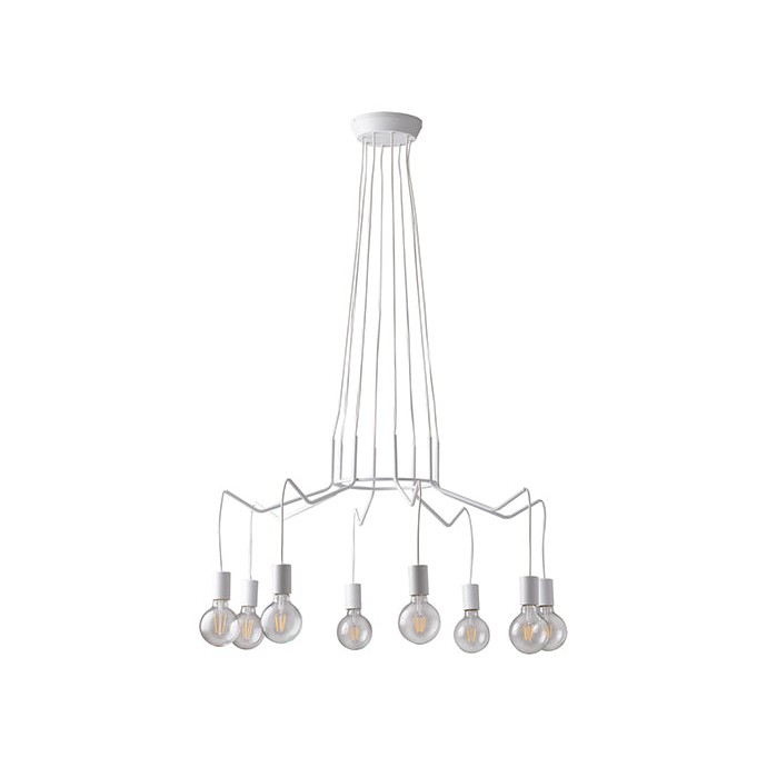 Sospensione 8 luci E27 HABITAT Bianco e Nero - Luce Ambiente e Design