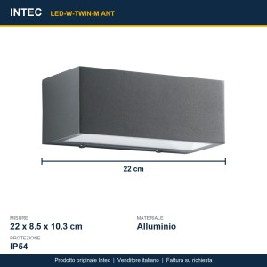 Applique LED da esterno 18W CCT 3000-4000K IP54 TWIN Antracite e Bianco - Intec - foto 4