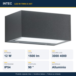 Applique da esterno LED 12W 3000-4000K IP54 TWIN Antracite e Bianco - Intec - foto 3