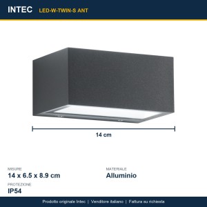 Applique da esterno LED 12W 3000-4000K IP54 TWIN Antracite e Bianco - Intec - foto 4