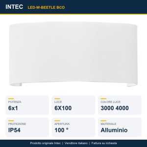Applique LED da esterno 6W 3000K/4000K biemissione IP54 BEETLE Bianco e Grigio - Intec - foto 2
