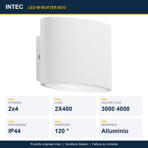 Applique da esterno LED 2x4W CCT IP44 BOXTER Bianco, Bronzo e Nero - Intec - foto 2