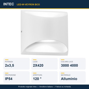 Applique da esterno LED CCT 3000/4000K IP54 VEYRON Bianco e Nero - Intec - foto 3