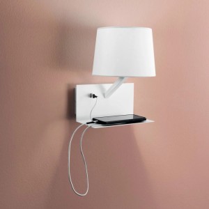 Applique da interno E27 1 luce USB 2A IP20 CIAK Bianco e Grigio - Luce Ambiente e Design