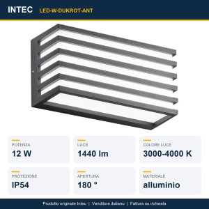 Applique da esterno LED 12W IP54 DUKROT Antracite, Bianco e Bronzo - Intec - foto 2