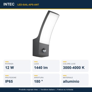 Applique LED da esterno CCT 12W IP65 SAIL Antracite e Bianco - Intec - foto 2