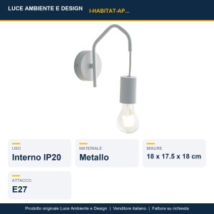 Applique da interno E27 1 luce IP20 HABITAT Bianco e Nero - Luce Ambiente e Design - foto 2