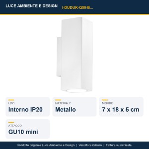 Applique quadrata biemissione 2xGU10 IP20 DUDUK Bianco e Nero - Luce Ambiente e Design - foto 2