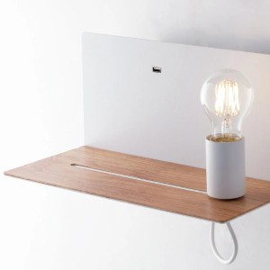 Applique da interno E27 con mensola USB Bianco e Nero - Luce Ambiente e Design - foto 2