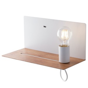 Applique da interno E27 con mensola USB Bianco e Nero - Luce Ambiente e Design