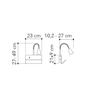 Applique da interno GU10 con USB 2A e Type-C GULP Bianco e Nero - Luce Ambiente e Design - foto 5