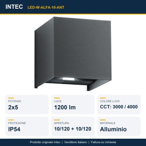 Applique LED da esterno 2x5W CCT IP54 ALFA 10 Antracite e Bronzo - Intec - foto 2