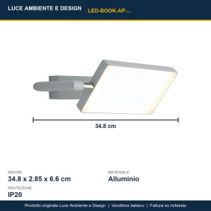 Applique LED 18W 3000K con diffusore orientabile Bianco, Grigio e Nero - Luce Ambiente e Design - foto 4